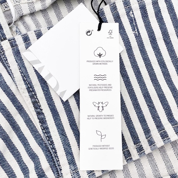 NEW Zara Striped Denim Crop Top Blue & White Sleeveless Square Neck Size Medium - Picture 8 of 14